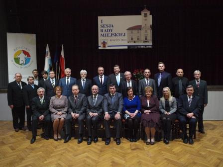 Rada Miejska Kościana w kadencji 2014-2018 wraz Burmistrzem Miasta Kościana Michałem Jurgą i Zastępcą Burmistrza Miasta Maciejem Kasprzakiem